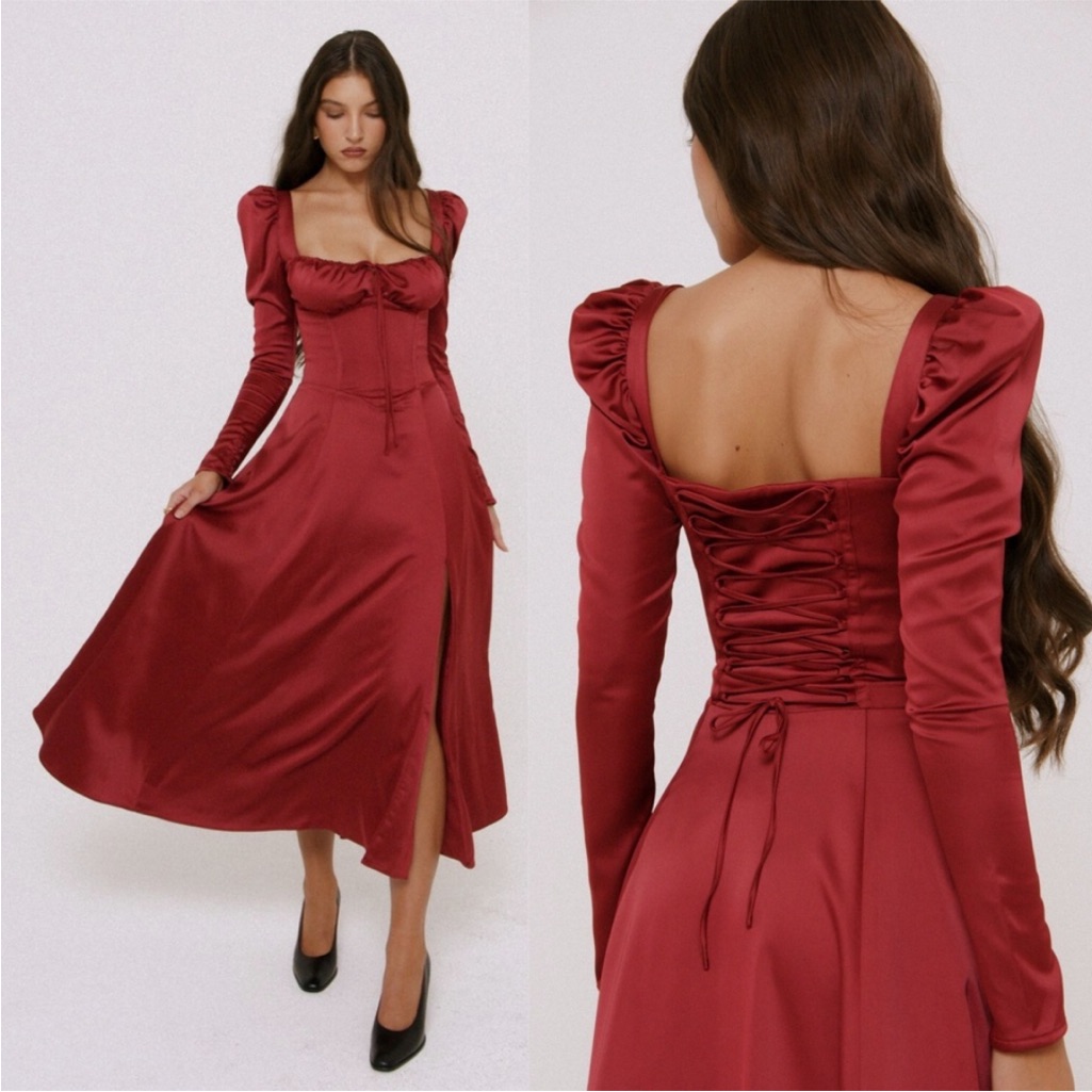 New House Of Cb Sebille Dress Blood Red Xs